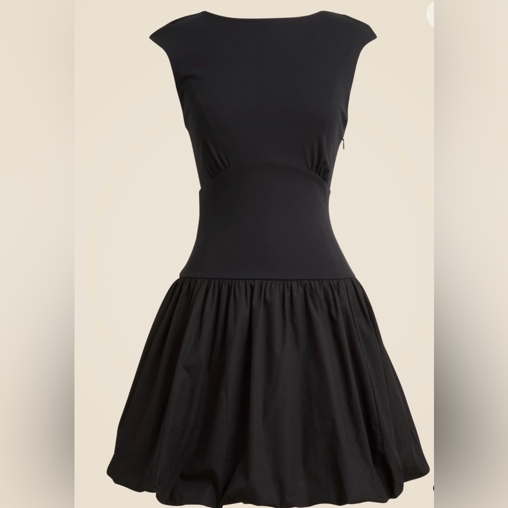 J. Crew Black Bubble Hem Mini Dress